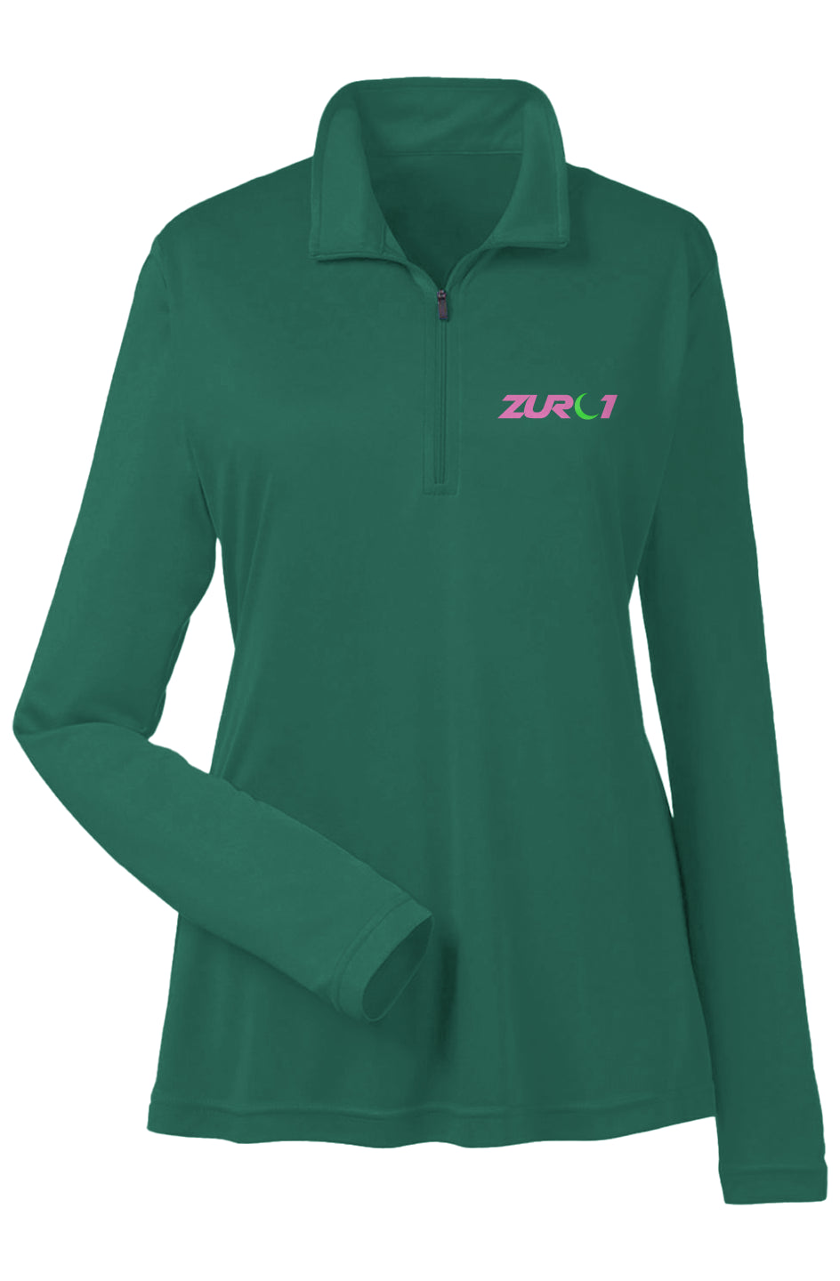 Ladies Quarter-Zip - PINK 'N' GREEN