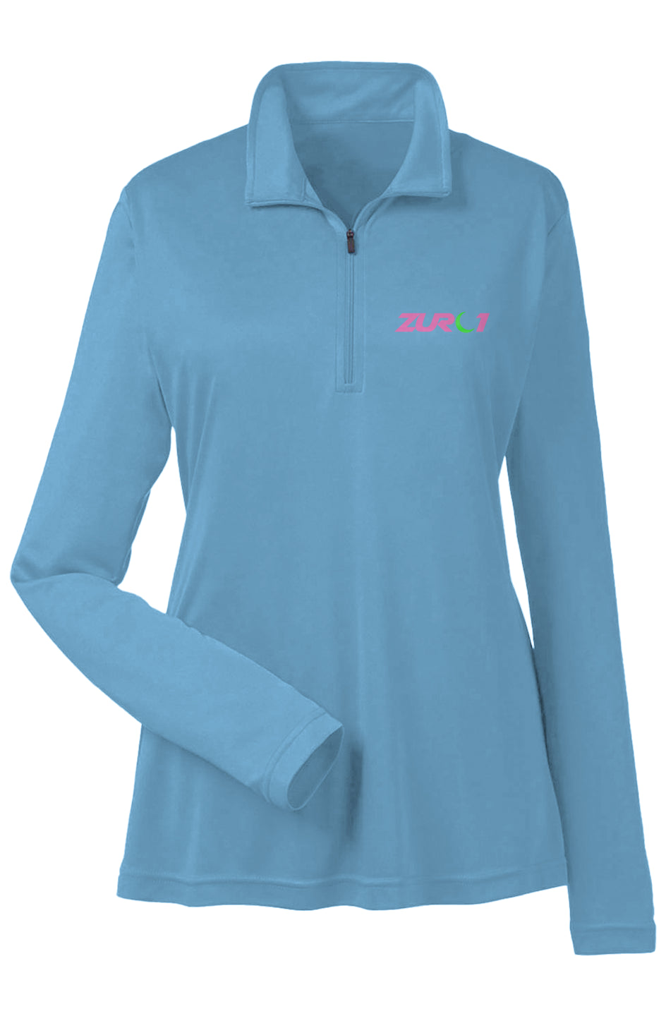 Ladies Quarter-Zip - PINK 'N' GREEN